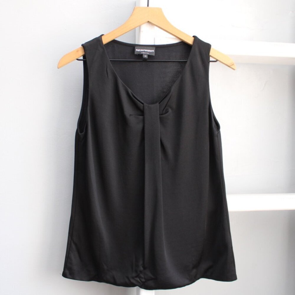 Emporio Armani Women's Black V-Neck Tank Top Size 44 IT/ Medium US